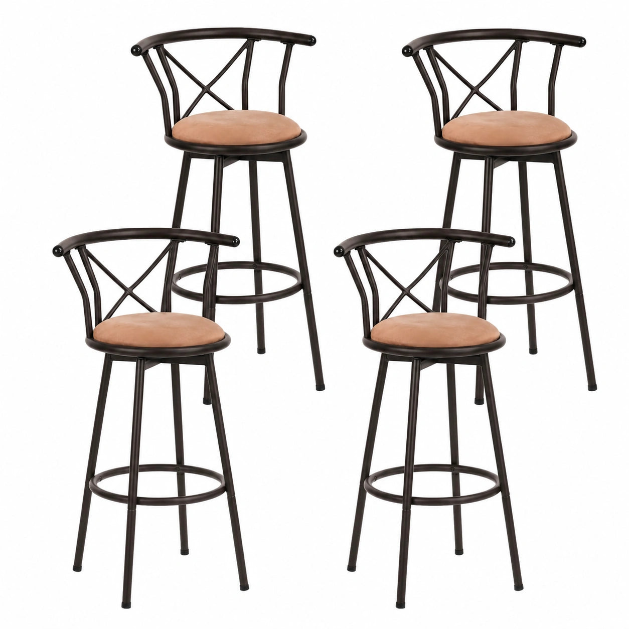 Barhocker – 4er-Set, 75,5 cm, Industriestil, drehbar, Braun, für Esszimmer und Küche