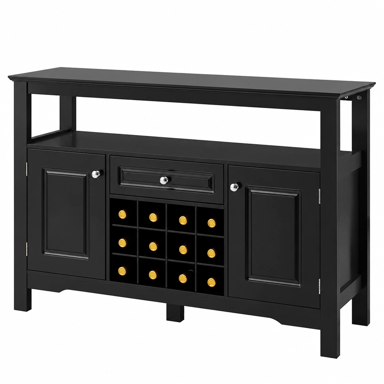 Küchenschrank – 116 × 40 × 82 cm, mit Schubladen, aus Holz, Schwarz, für Esszimmer und Küche