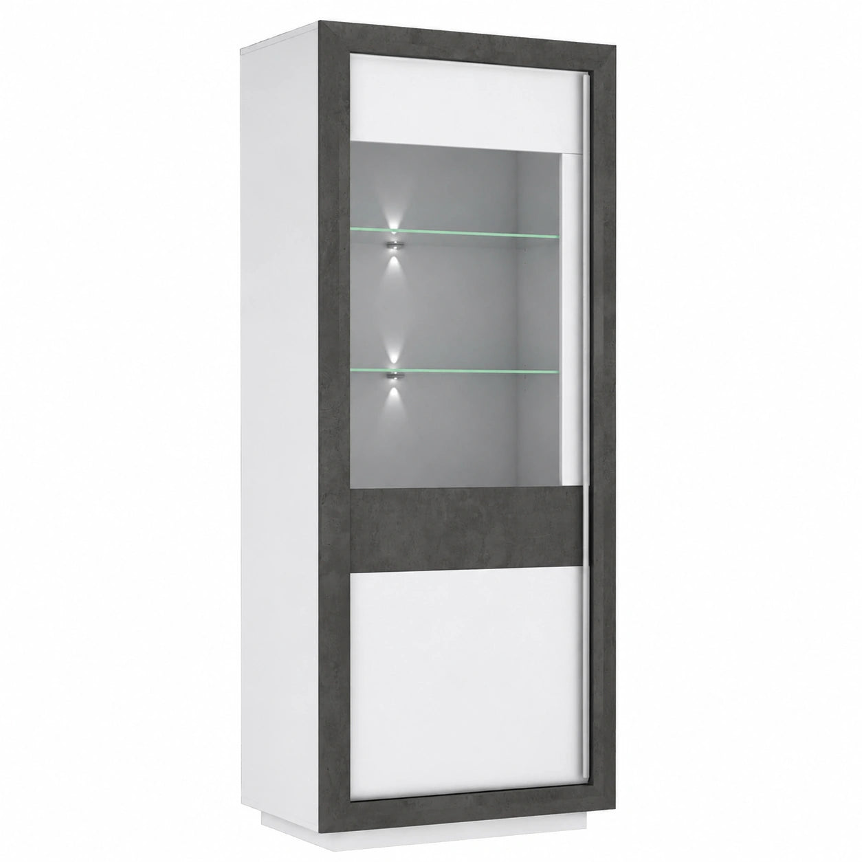 Vitrine – 73,3 × 197 × 53 cm, moderner Stil, Betonoptik, für Wohnzimmer