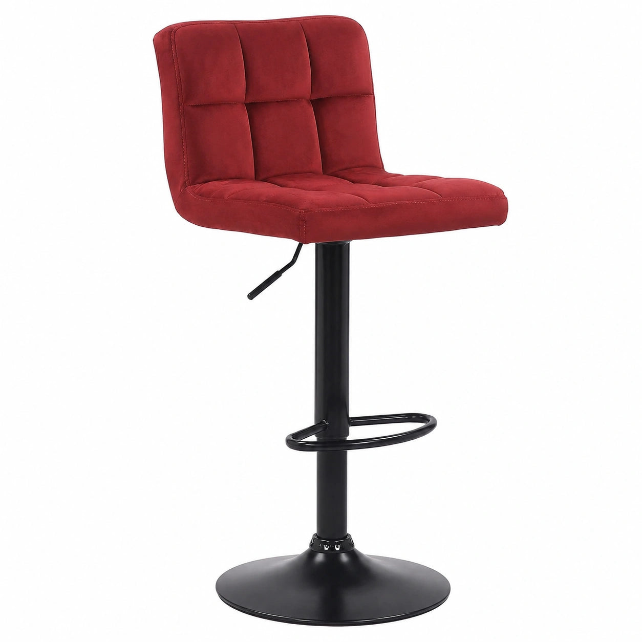 Barhocker – 2er-Set, höhenverstellbar, aus Samt, Rot