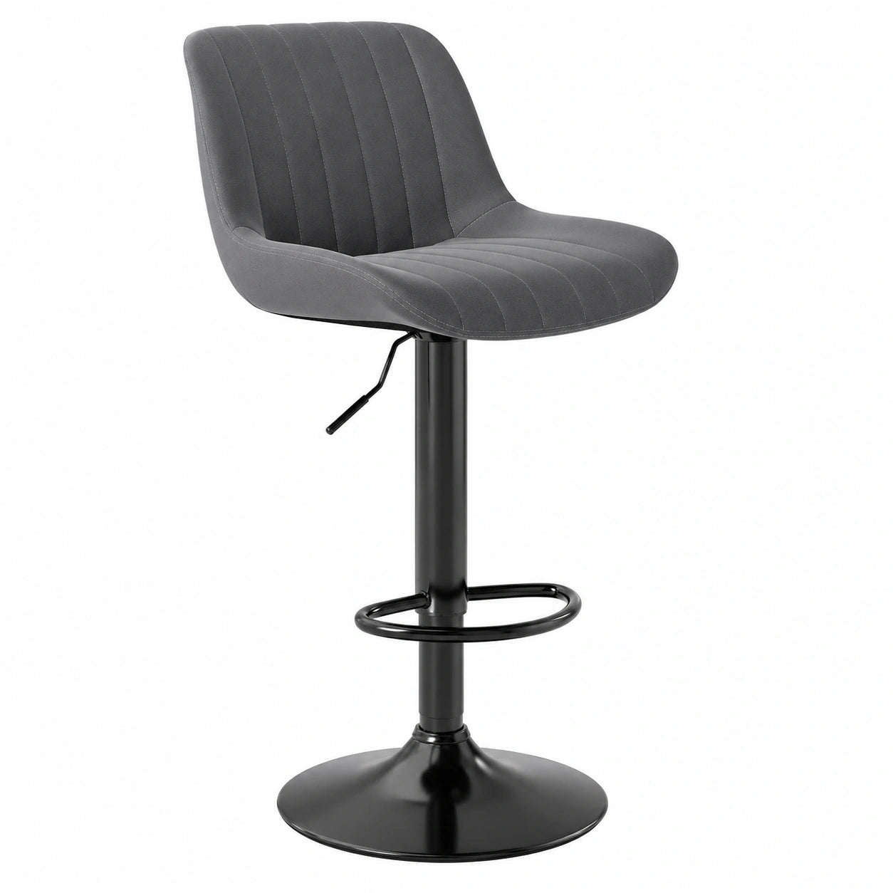 Barhocker – 2er-Set, moderner Stil, drehbar, höhenverstellbar, mit LED-Beleuchtung, aus Leder, Dunkelgrau