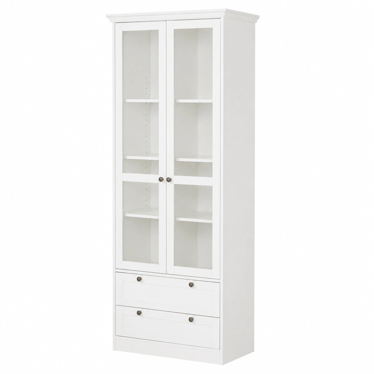 Vitrine – Landhausstil, höhenverstellbar, mit Ablagen, aus Holzwerkstoff