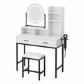 Schminktisch – moderner Stil, mit LED-Beleuchtung, mit Schubladen, Weiß, für Schlafzimmer