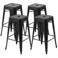 Barhocker – 4er-Set, 76 cm, Industriestil, stapelbar, aus Metall, Schwarz, für Esszimmer und Balkon