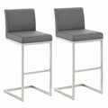 Barhocker – 2er-Set, aus Edelstahl, Grau