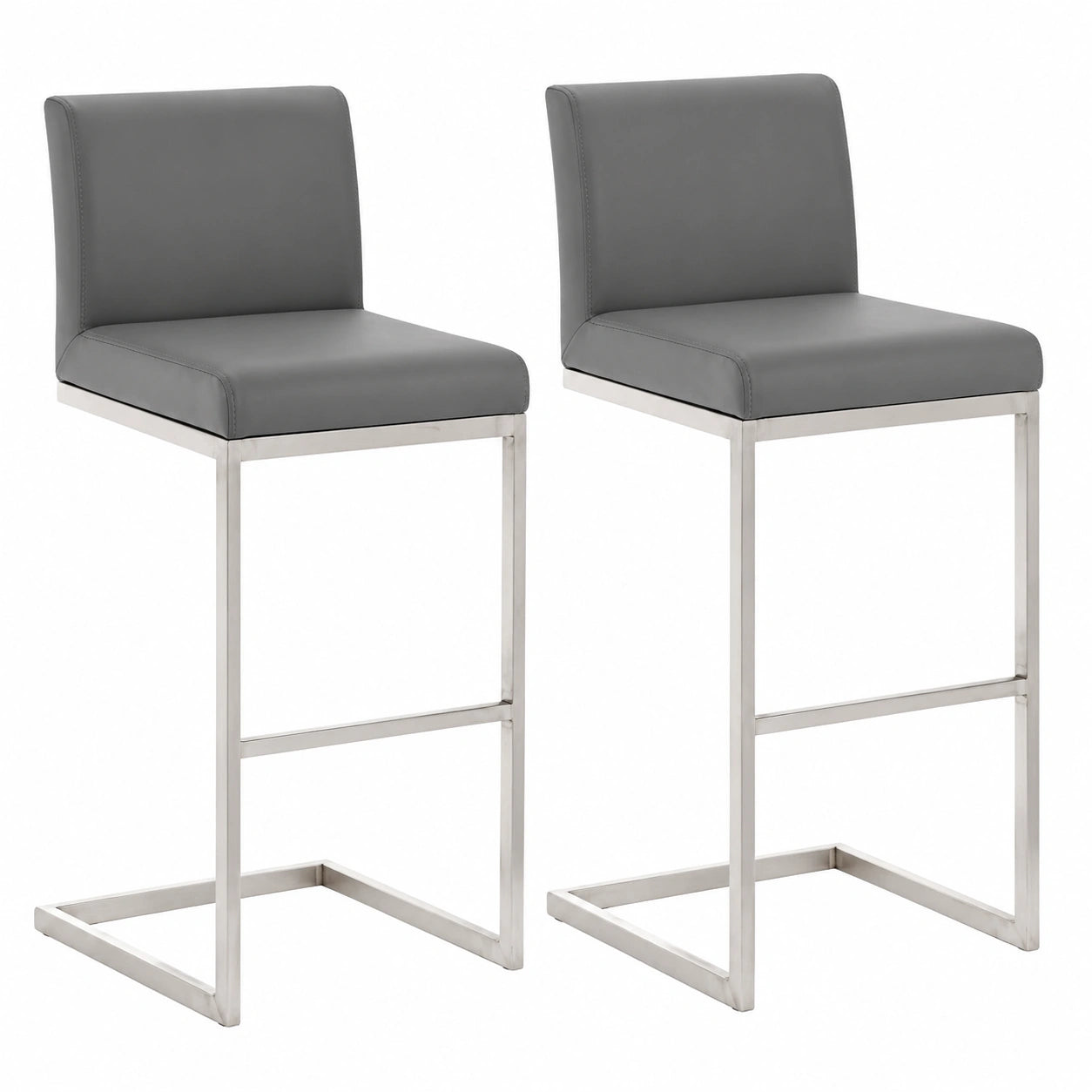 Barhocker – 2er-Set, aus Edelstahl, Grau