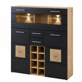 Schrank – 120 × 128 × 37 cm, moderner Stil, mit LED-Beleuchtung, aus Eichenholz, Schwarz