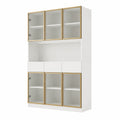 Glasvitrine – 120 × 36 × 200 cm, mit LED-Beleuchtung, mit Schubladen, mit Ablagen