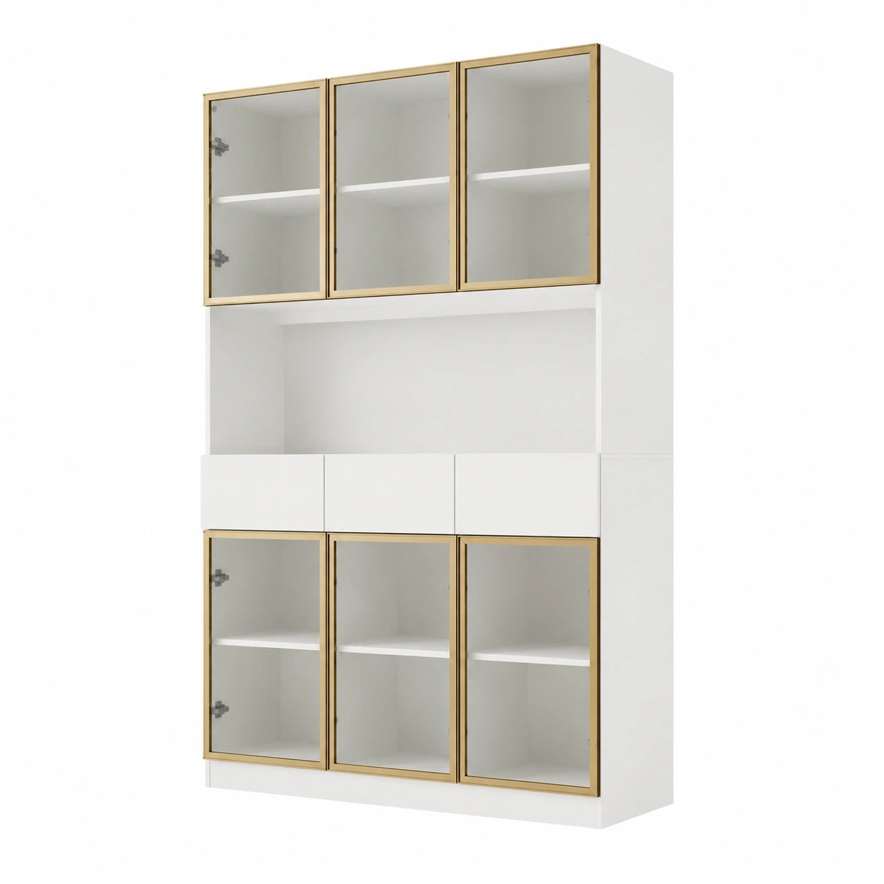 Glasvitrine – 120 × 36 × 200 cm, mit LED-Beleuchtung, mit Schubladen, mit Ablagen