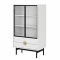 Vitrine – 84 cm, mit Schubladen, aus Glas, für Wohnzimmer