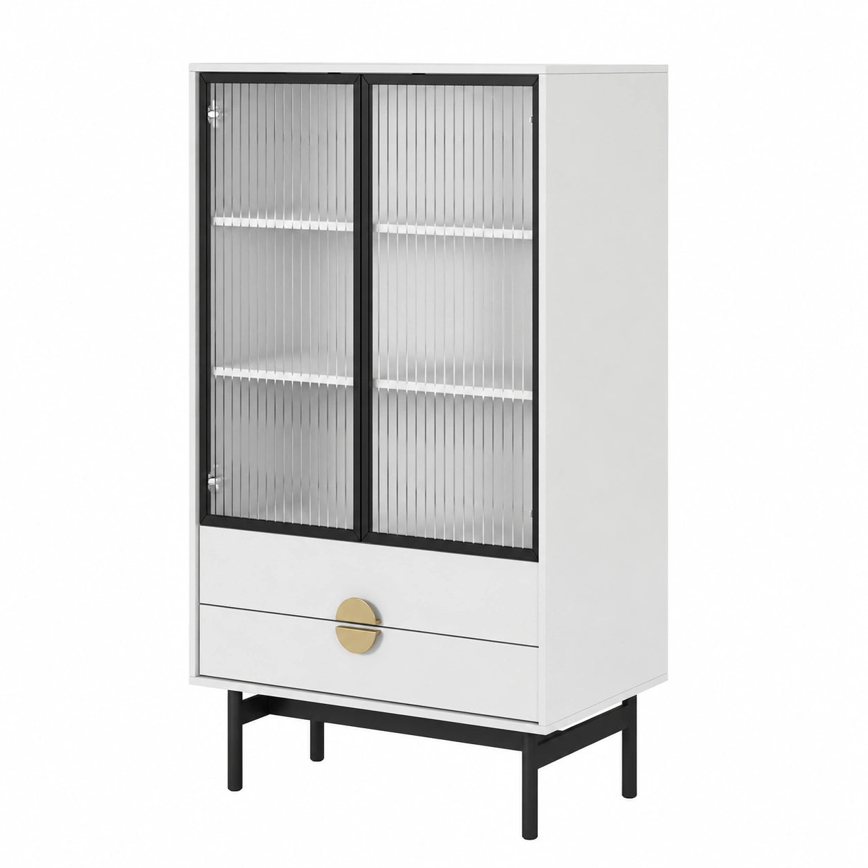 Vitrine – 84 cm, mit Schubladen, aus Glas, für Wohnzimmer