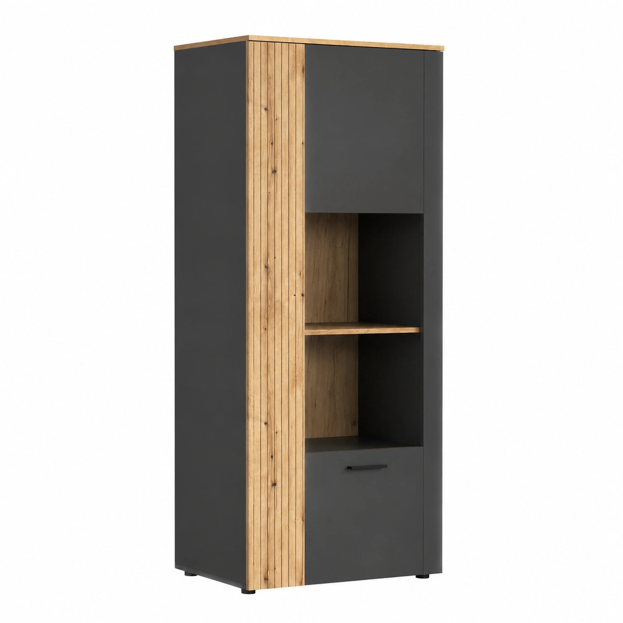 Vitrine – 80 × 195 × 42 cm, aus Eichenholz, Anthrazit