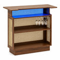 Bartisch – 55 × 120 × 110 cm, Industriestil, mit LED-Beleuchtung, aus Rattan und Holz