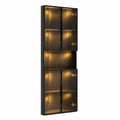 Glasvitrine – 160 cm, mit LED-Beleuchtung, Schwarz, für Wohnzimmer