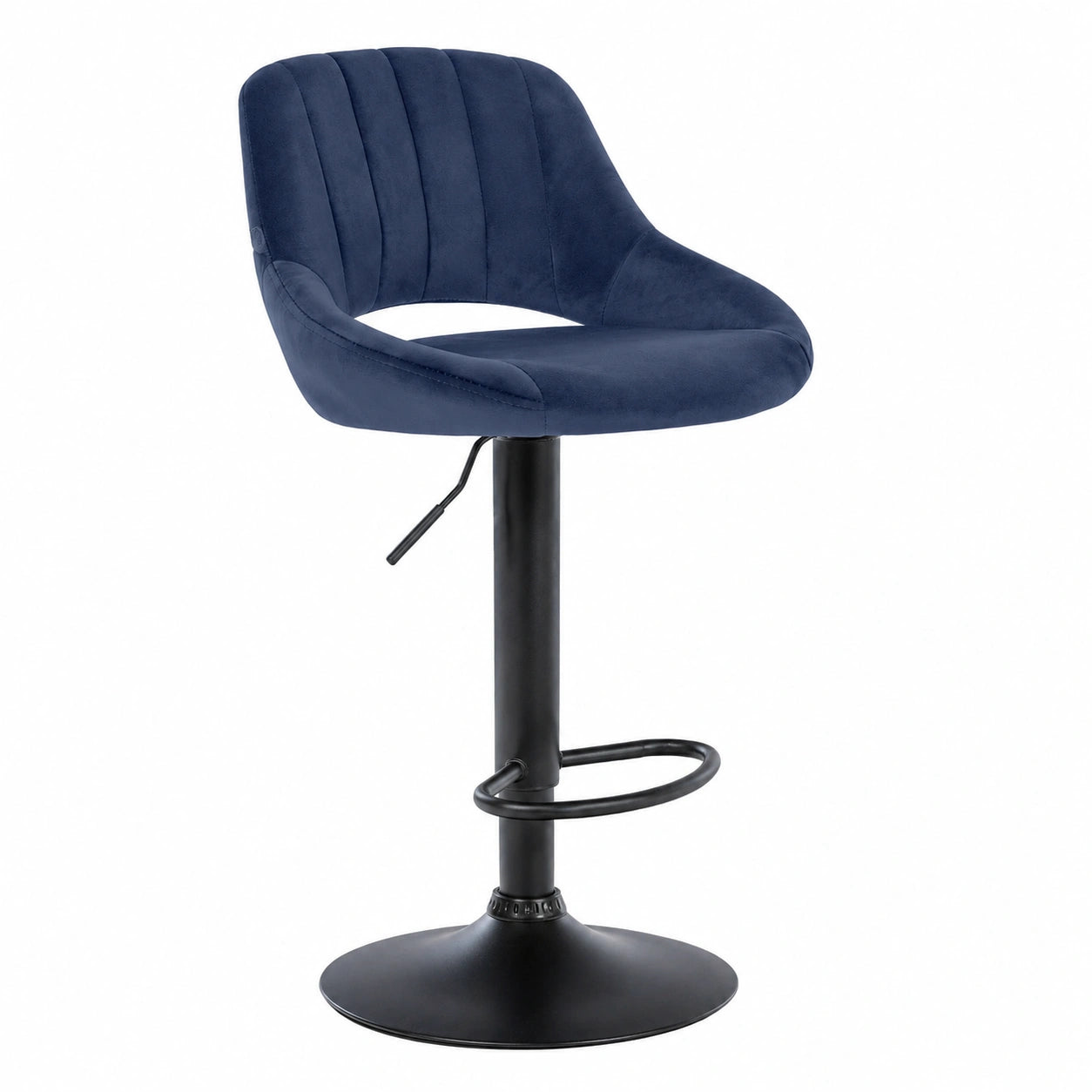 Barhocker – 2er-Set, drehbar, höhenverstellbar, gepolstert, aus Metall, Schwarz und Blau