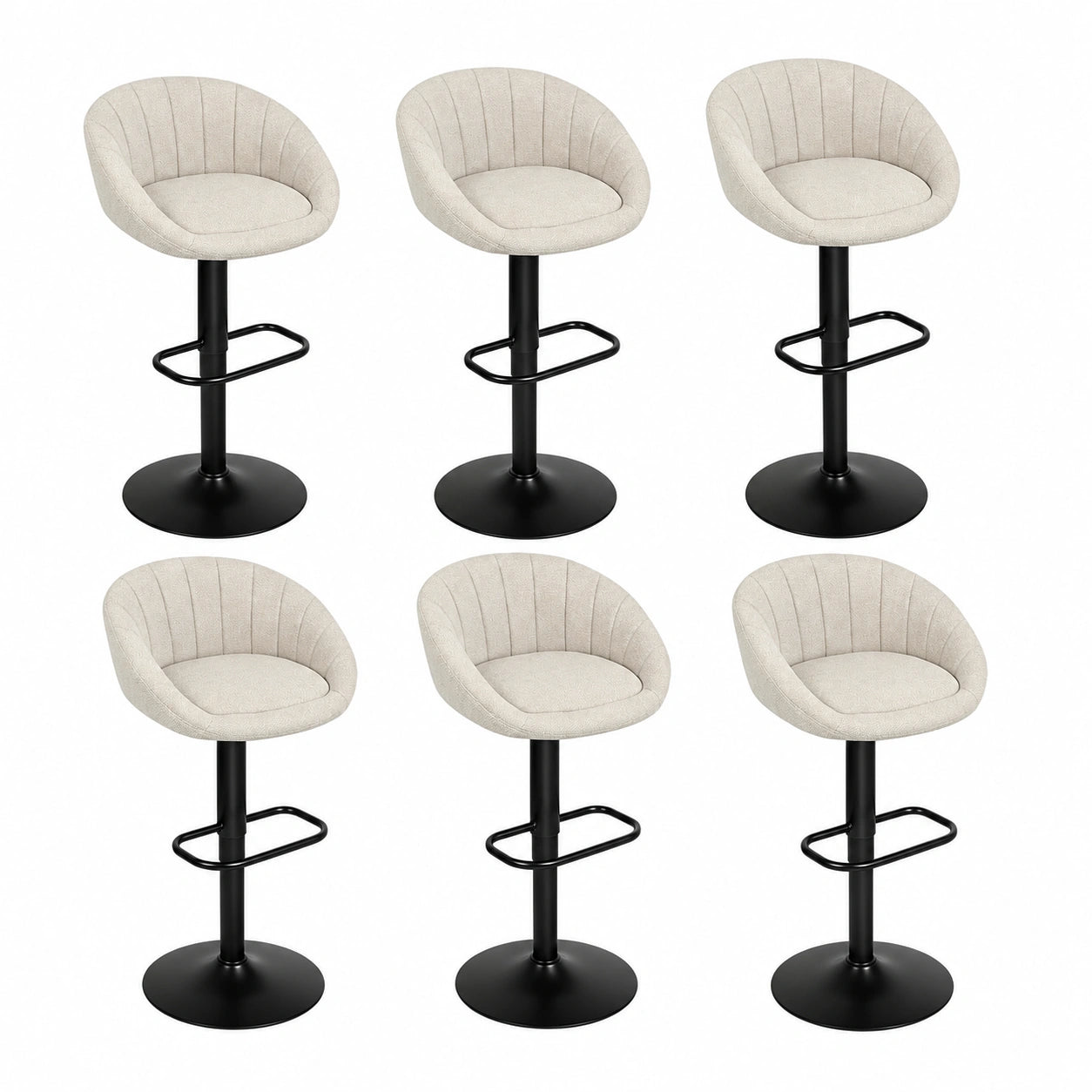 Barhocker – höhenverstellbar, gepolstert, aus Stoff, Beige, für Küche