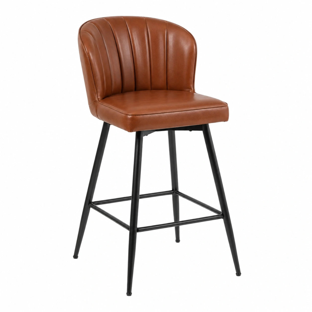 Barhocker – 2er-Set, moderner Stil, gepolstert, mit Rückenlehne, aus Kunstleder, Braun