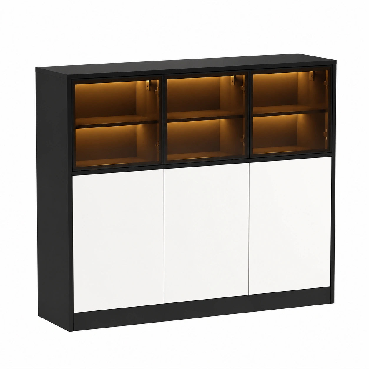 Vitrine – mit LED-Beleuchtung, aus Glas, Schwarz