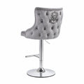 Barhocker – 2er-Set, moderner Stil, höhenverstellbar, gepolstert, aus Samt, Grau, für Küche