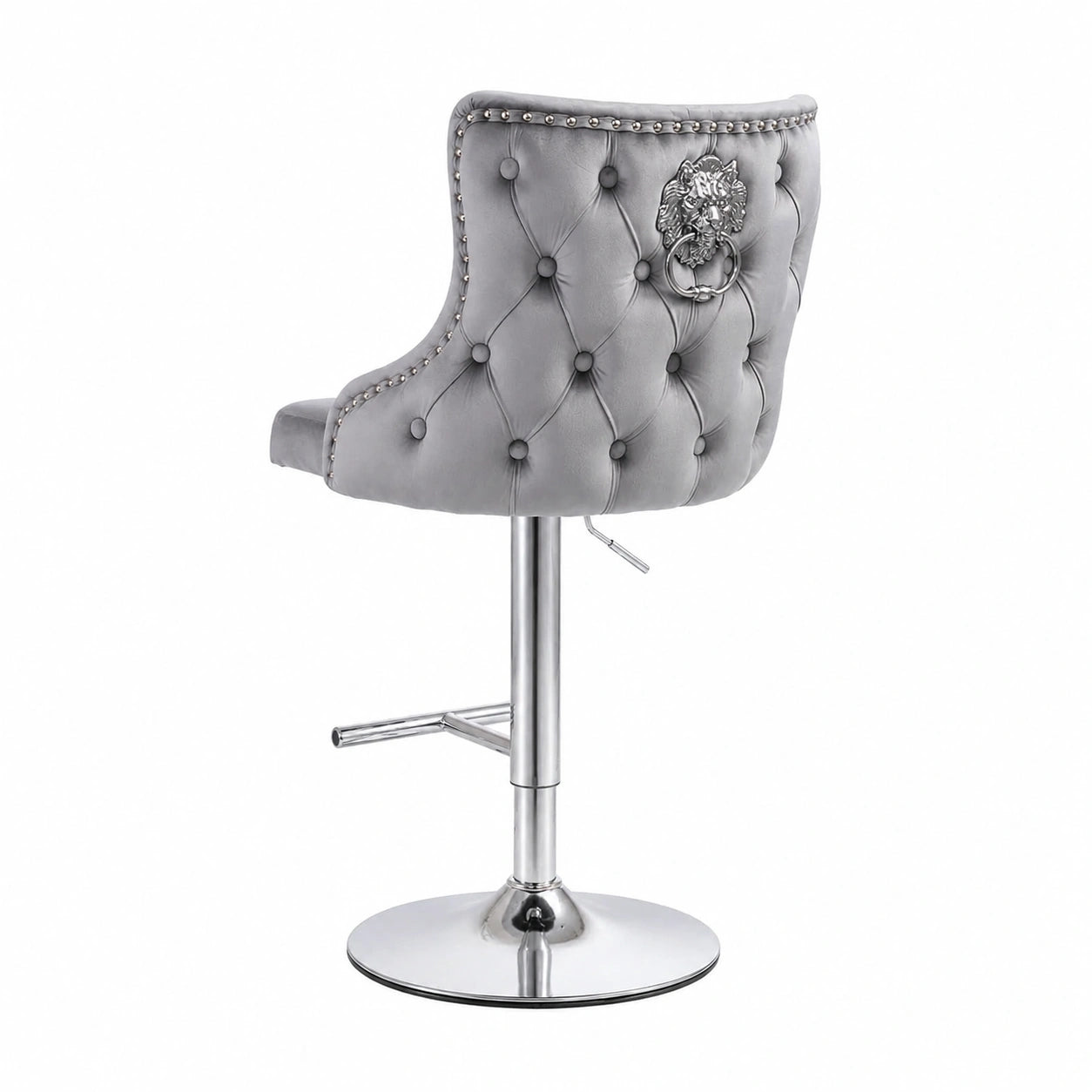 Barhocker – 2er-Set, moderner Stil, höhenverstellbar, gepolstert, aus Samt, Grau, für Küche
