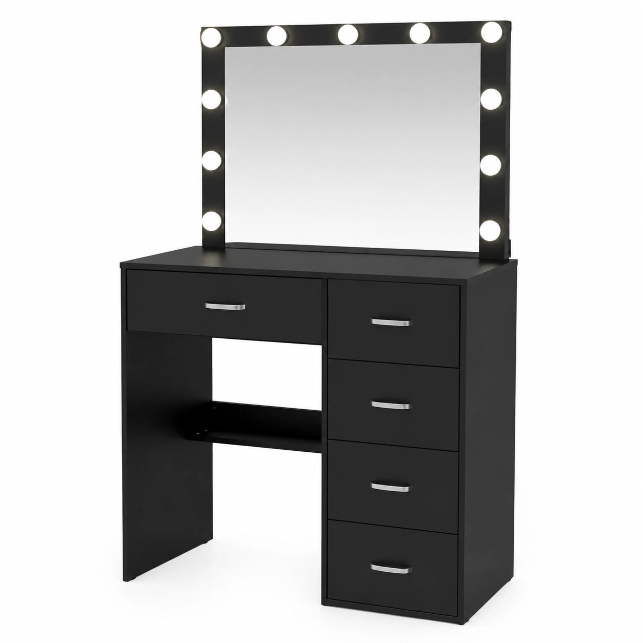 Schminktisch – moderner Stil, mit LED-Beleuchtung, Schwarz