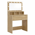 Schminktisch – 80 × 39,6 × 135 cm, mit Schubladen, aus Eichenholz, Sonoma-Eiche, für Schlafzimmer