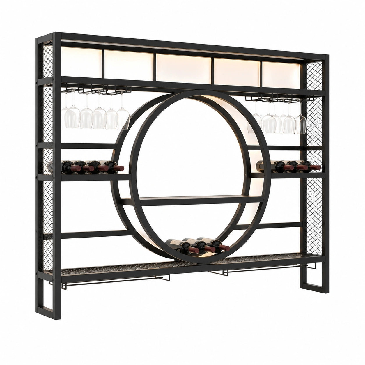 Weinregal – 120 cm, moderner Stil, aus Metall, Schwarz, für Esszimmer und Küche