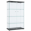 Glasvitrine – mit LED-Beleuchtung, aus Glas, Schwarz, für Wohnzimmer und Büro