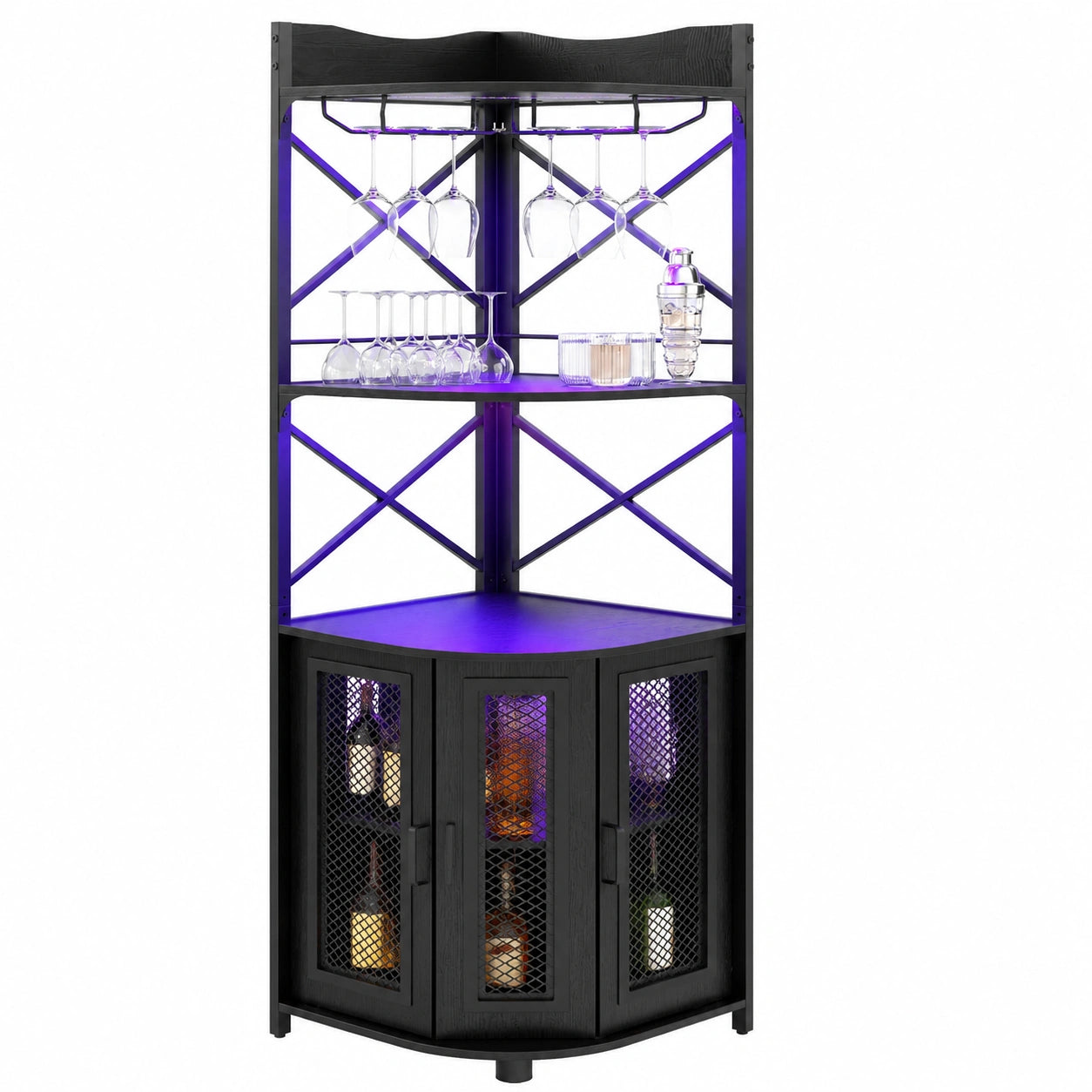 Schrank – mit LED-Beleuchtung, Schwarz